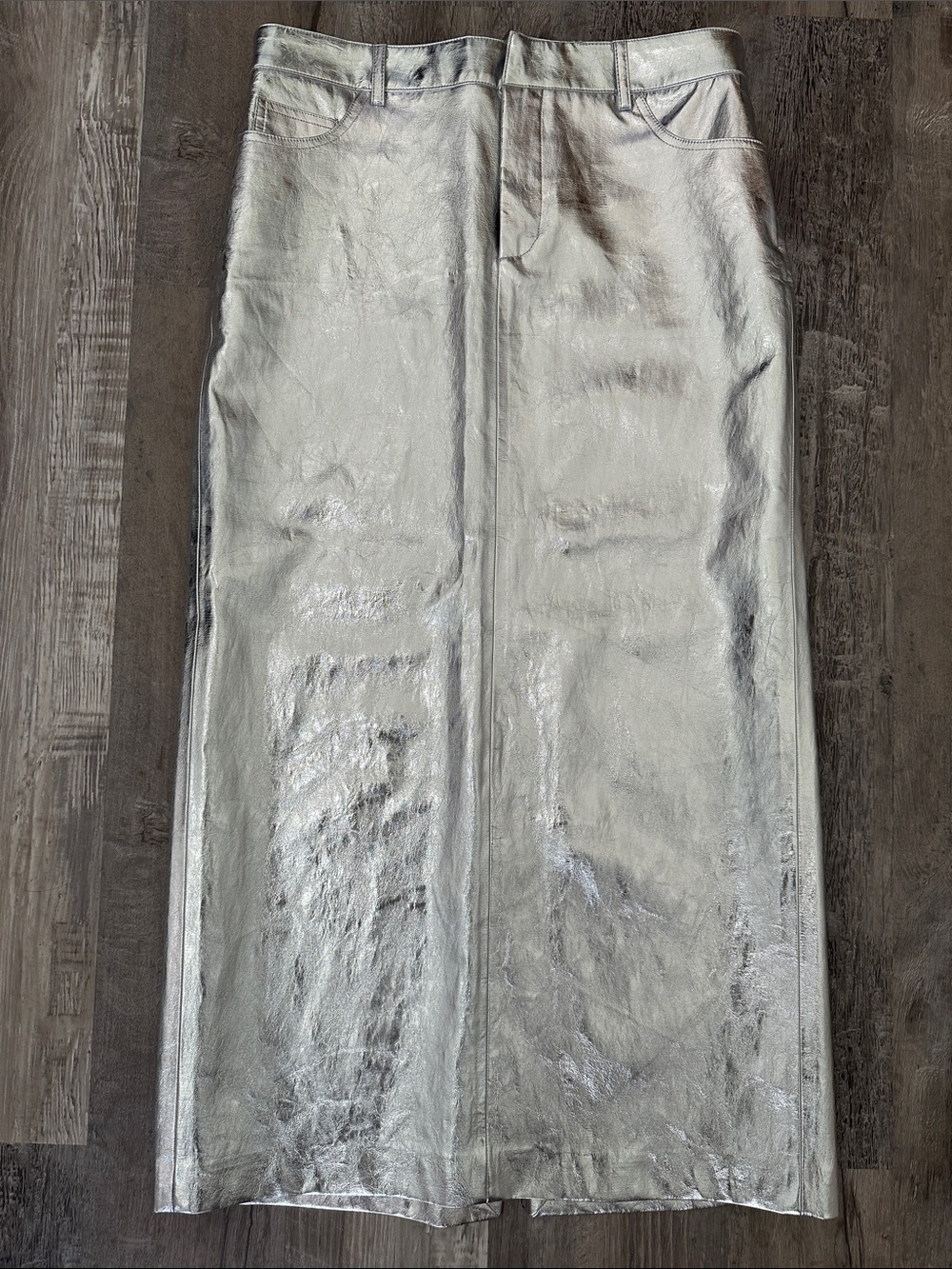 Mango Metallic Silver Maxi Skirt